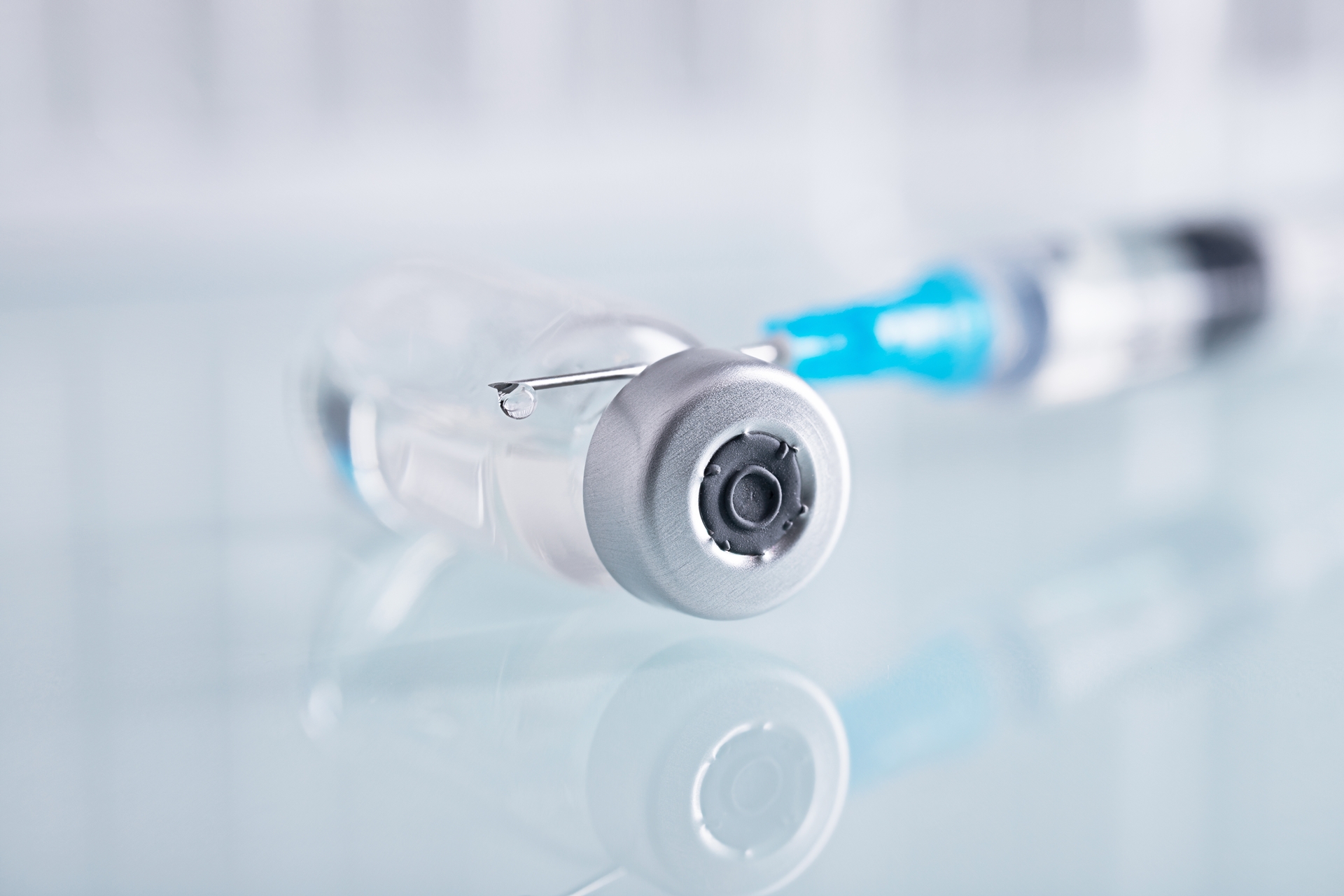 Closeup Shot Syringe Closed Glass Vial With Cholera Vaccine